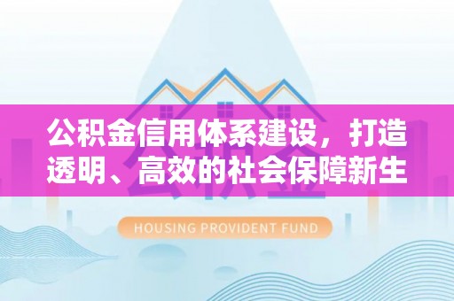 厦门公积金信用体系建设，打造透明、高效的社会保障新生态